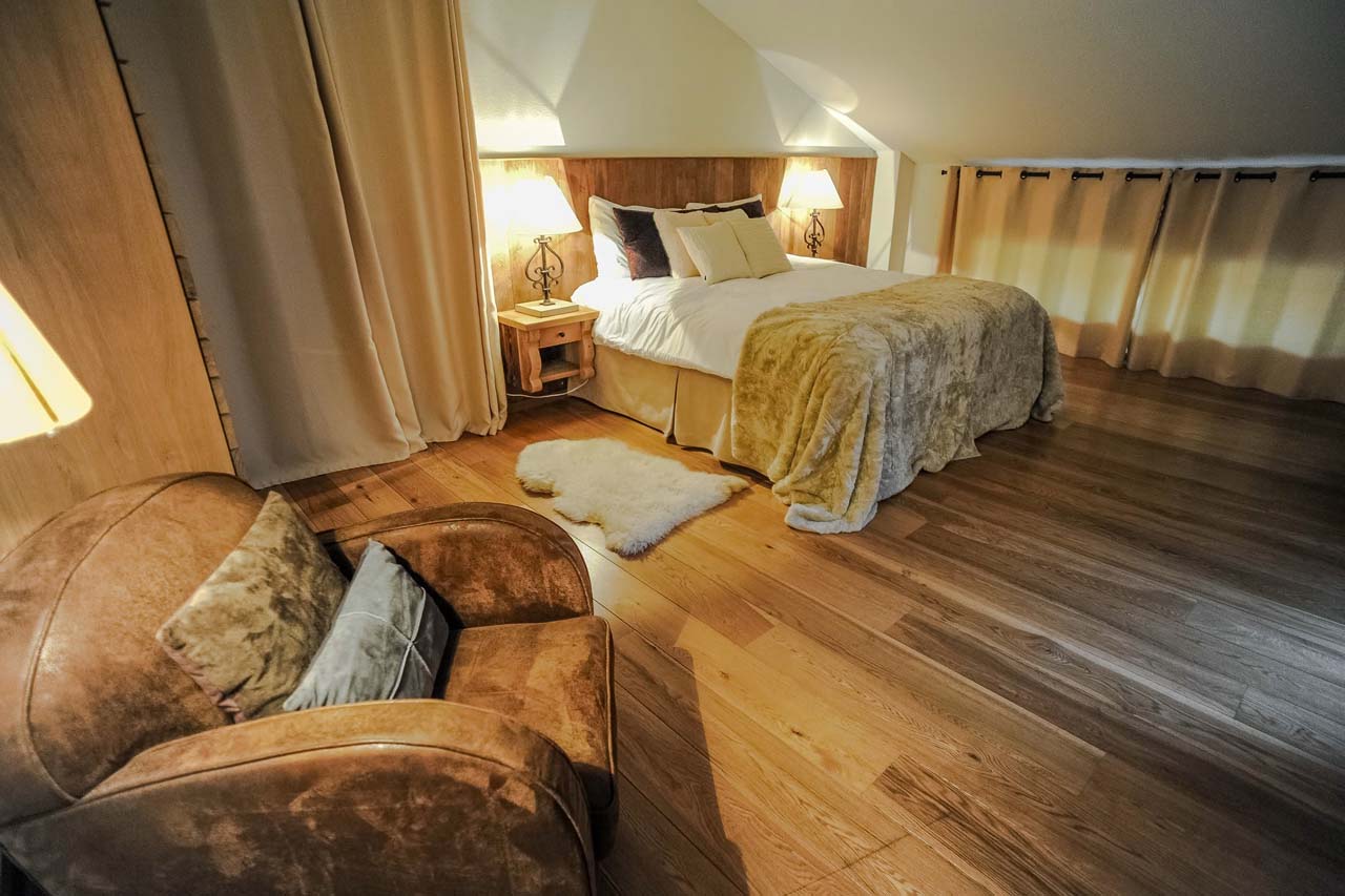 Chalet Le Torrent in Crans Montana spacious double bedroom 