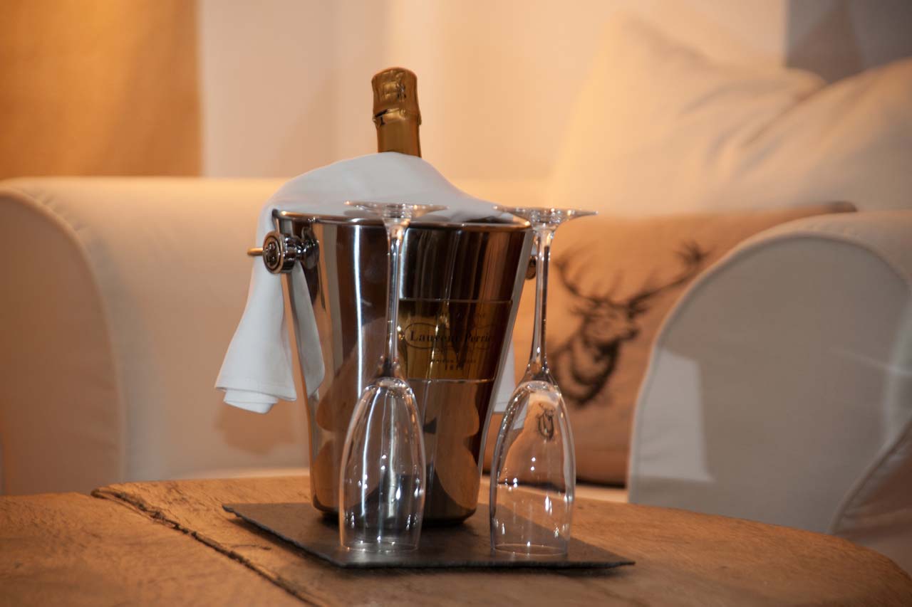 Chalet Le Torrent in Crans Montana champagne served