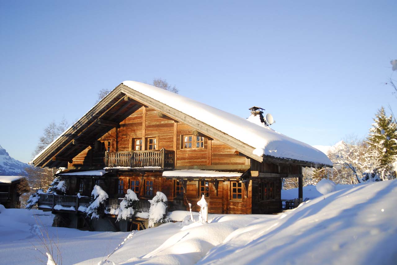 Chalet Chatel Megeve exterior in winter