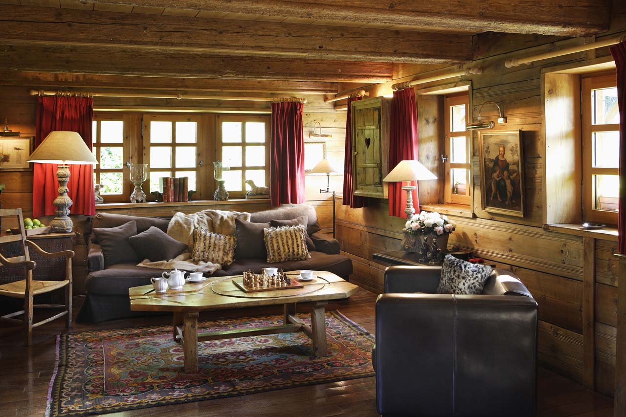 Chalet Chatel Megeve living area with sofas