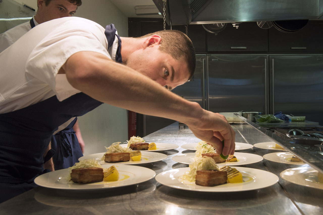 The Lodge Verbier chef preparing the meal