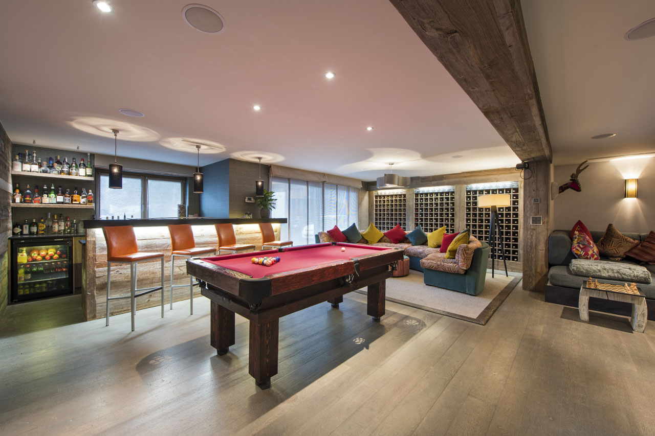 The Lodge Verbier party room with pool table