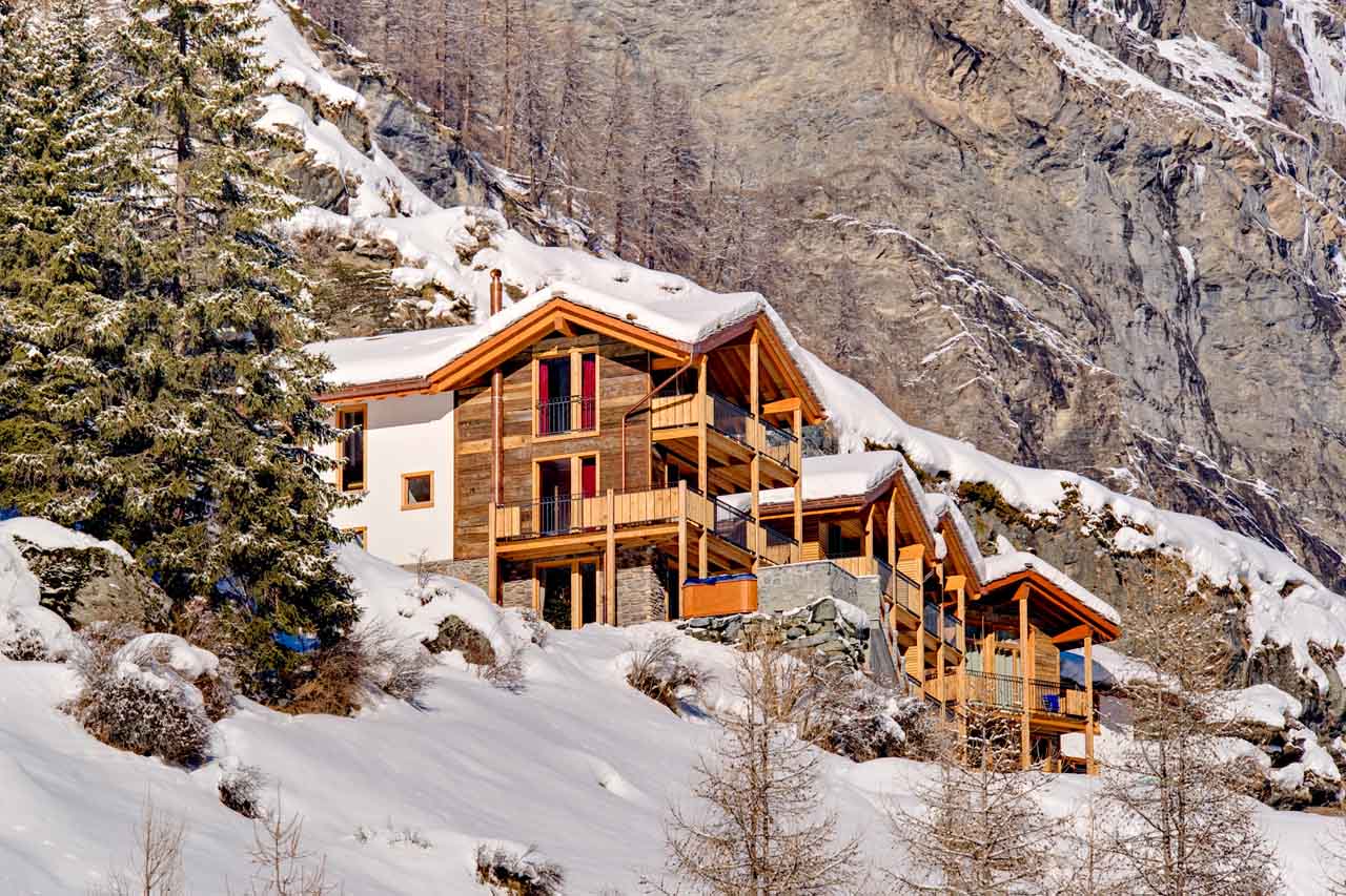 Chalet Gemini Zermatt exterior in winter