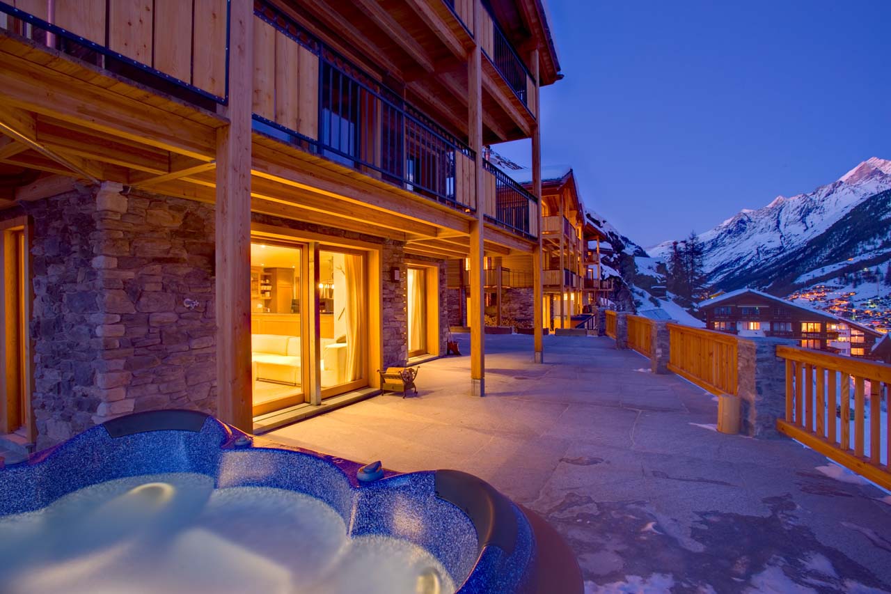 Chalet Gemini Zermatt views from outdoor hot tub